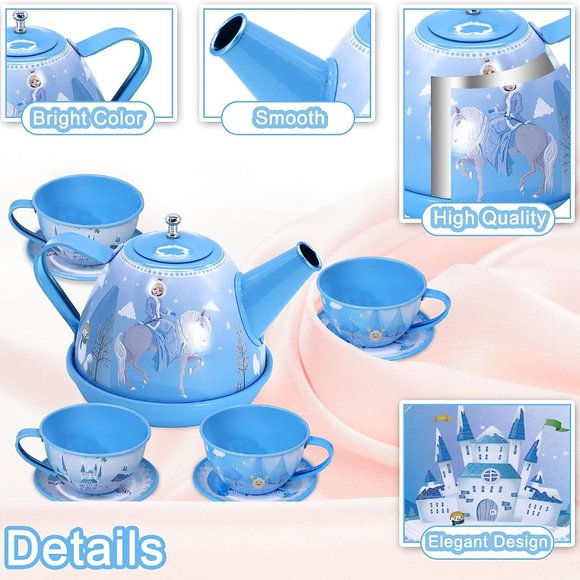 Tea Party Set for Little Girls, 46Pcs Princess Tea Time Toy Including Dessert - Picture 5 of 6